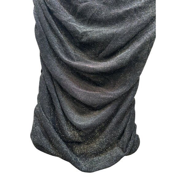 DB Studio Metallic Glitter Corset Dress Size 18 Black/Silver Stretchy Ruche Side - Picture 9 of 16